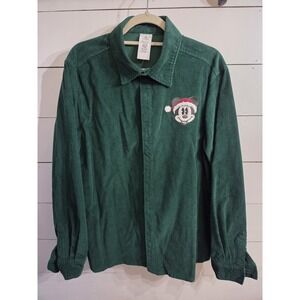 Disney Parks Green Corduroy Mickey Mouse Christmas Jacket Large Organic Cotton